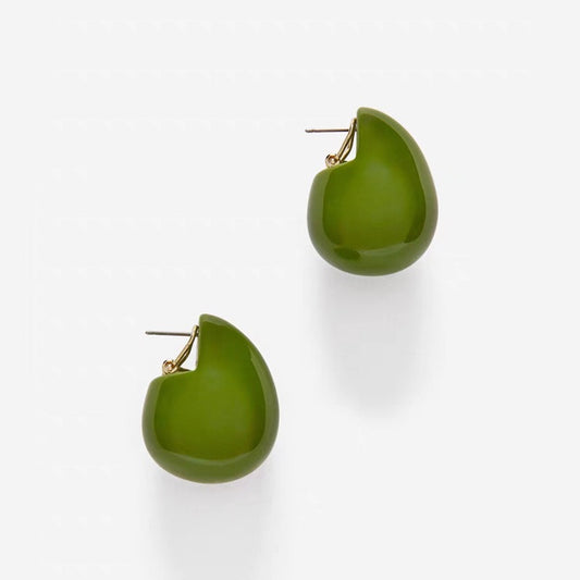 Avocado Resin Teardrop Earrings