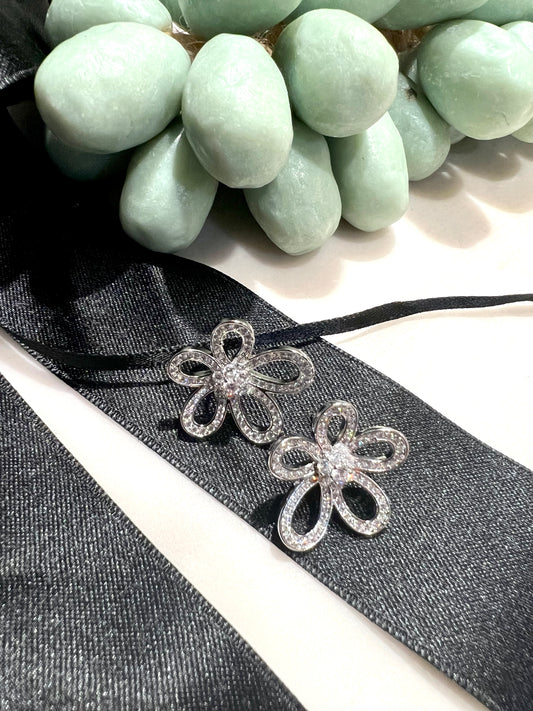 Floral Crystal Stud Earrings