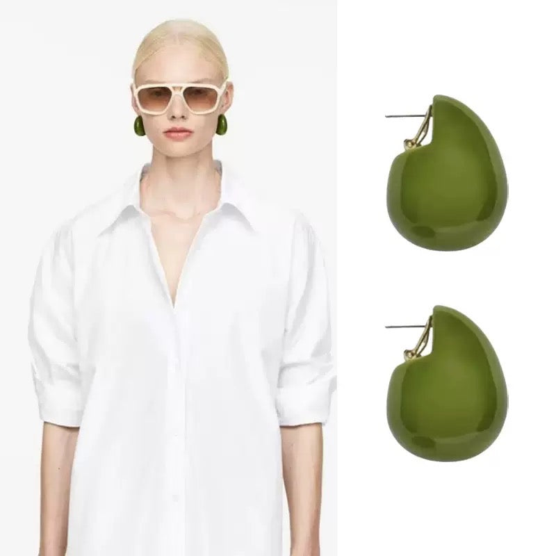 Avocado Resin Teardrop Earrings