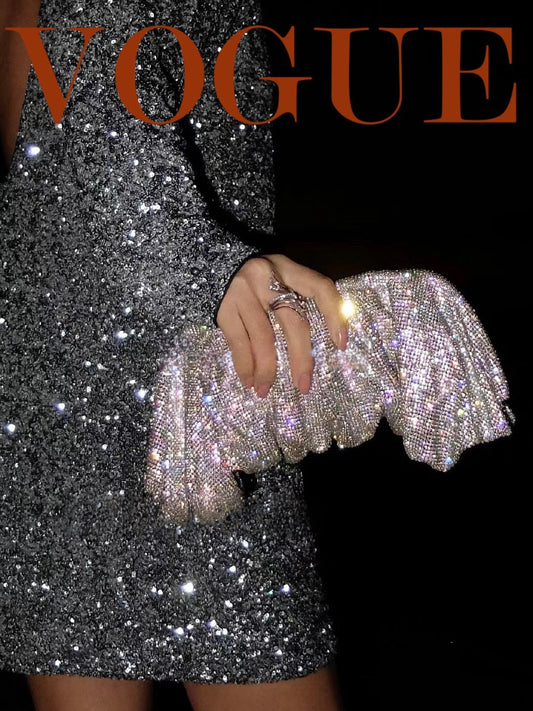 Pavé Diamond Ruched Cloud Clutch Bag