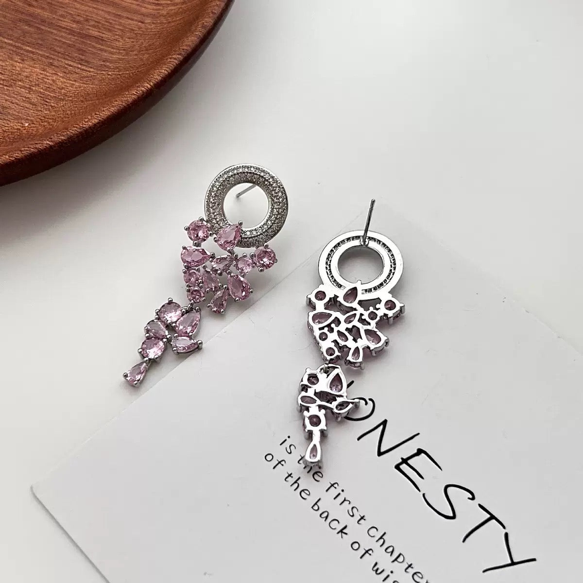 Pink Zirconia Cascade Ear Jackets