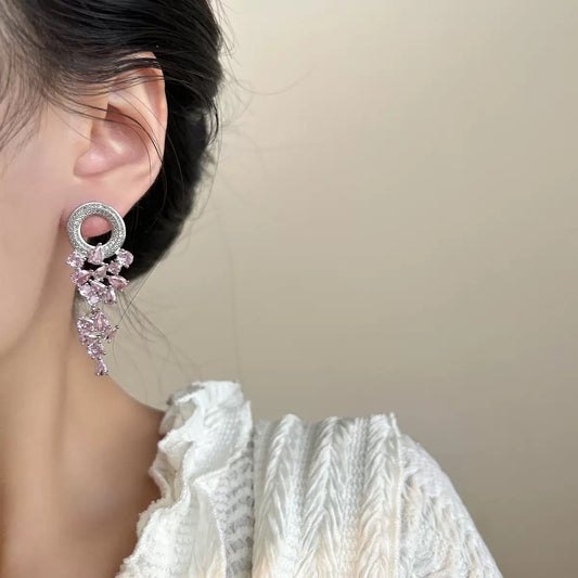 Pink Zirconia Cascade Ear Jackets