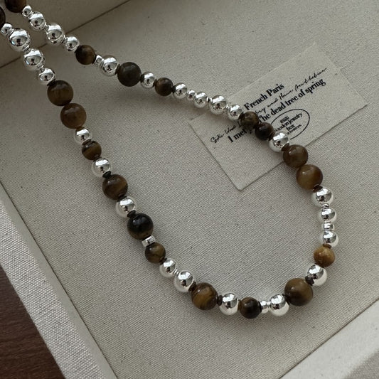 "Elegant Tiger's Eye Sterling Silver Pendant Necklace"