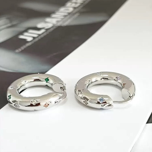 Rainbow Gemstone Doughnut Earrings