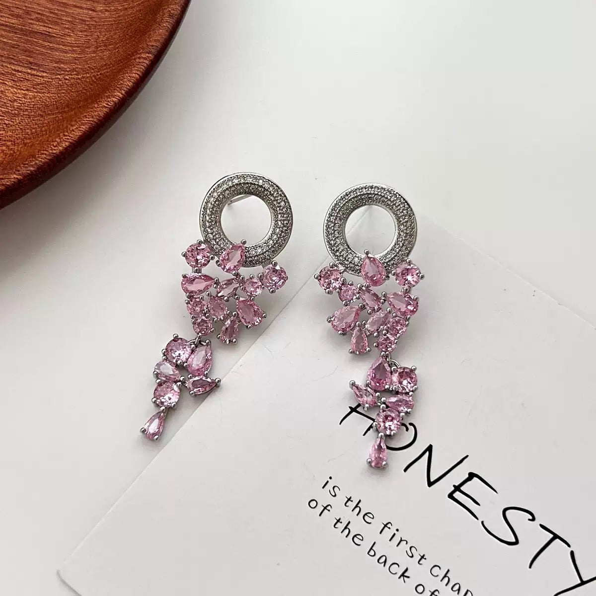 Pink Zirconia Cascade Ear Jackets