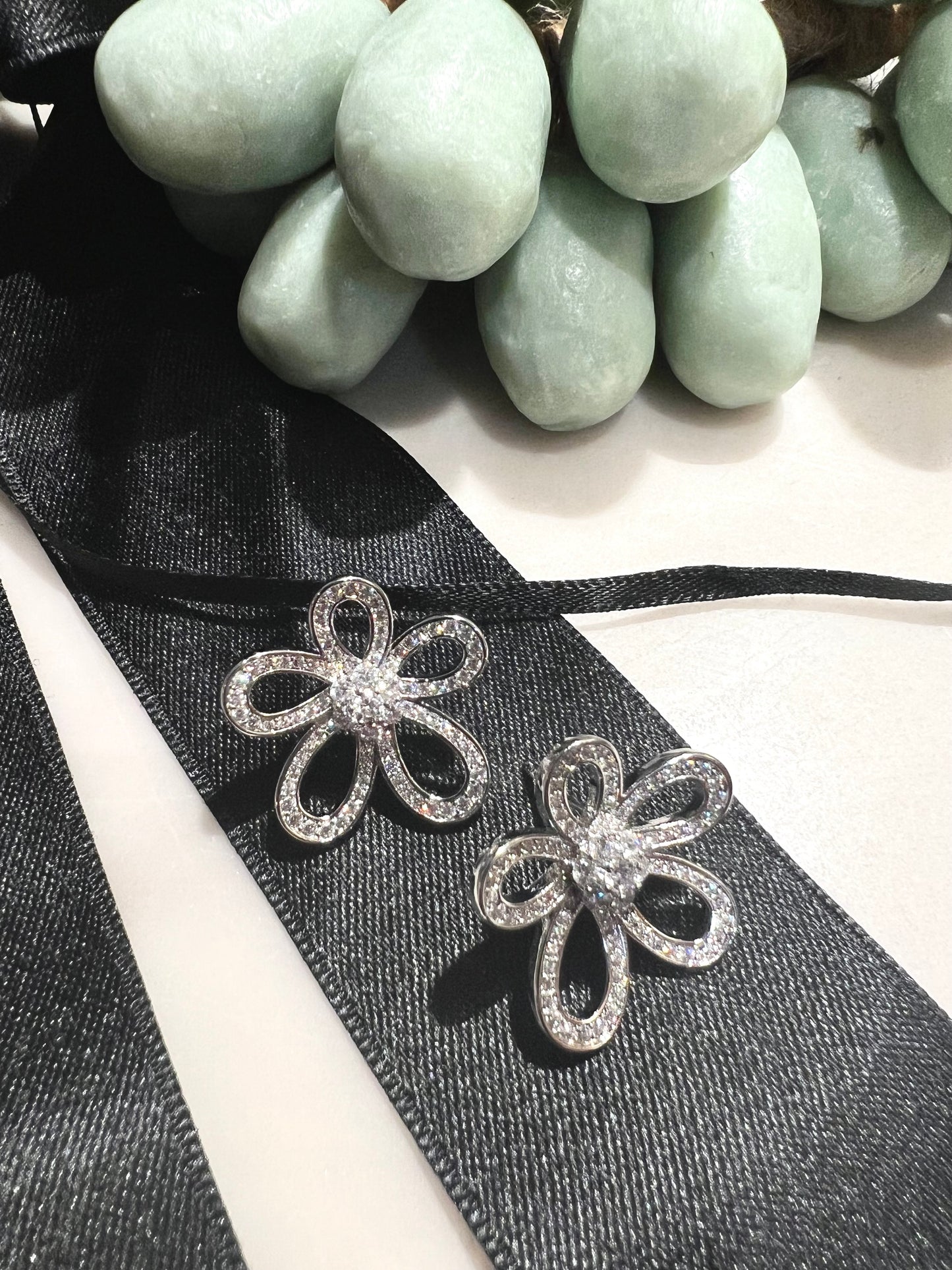 Floral Crystal Stud Earrings