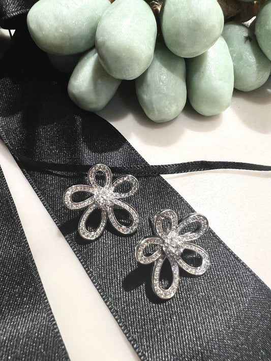 Floral Crystal Stud Earrings