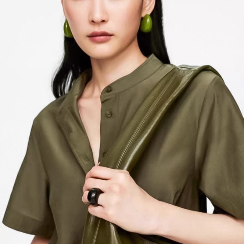 Avocado Resin Teardrop Earrings
