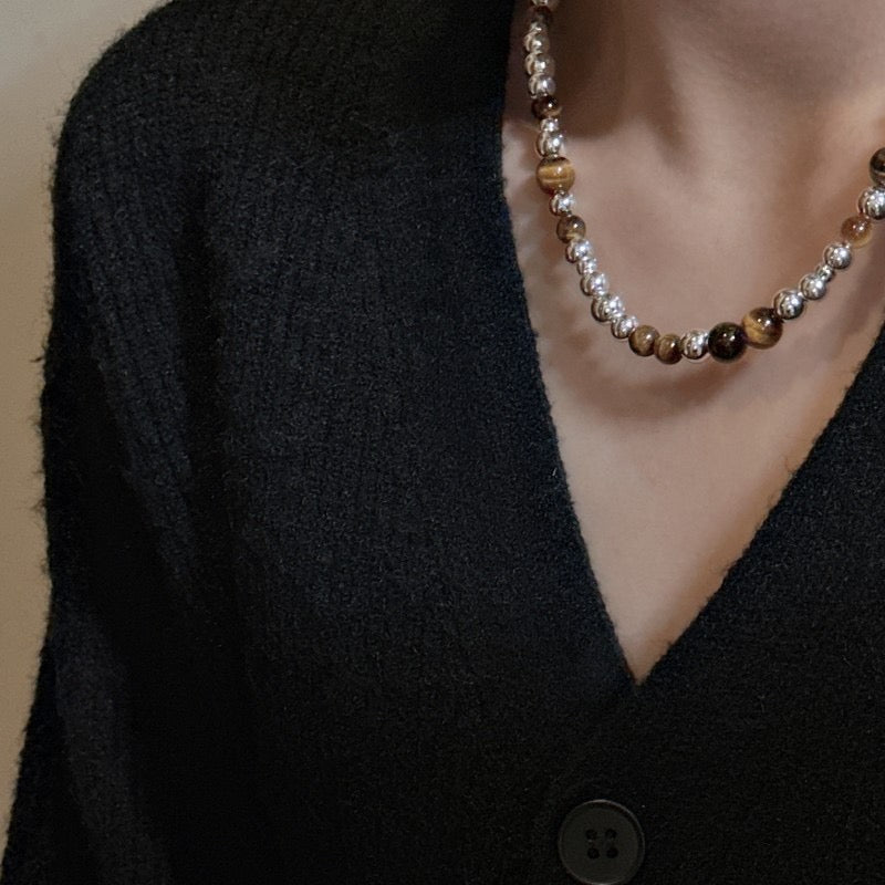 "Elegant Tiger's Eye Sterling Silver Pendant Necklace"