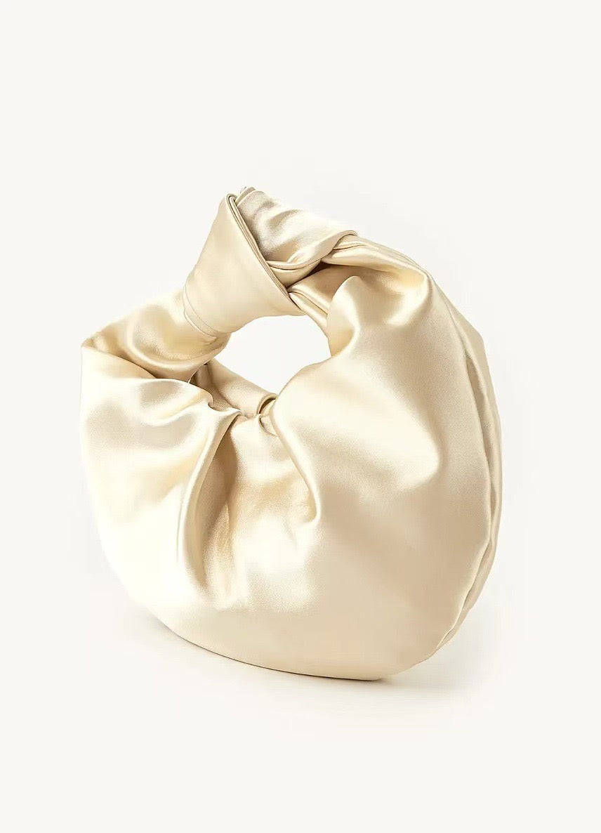 French Pleated Satin Evening Clutch