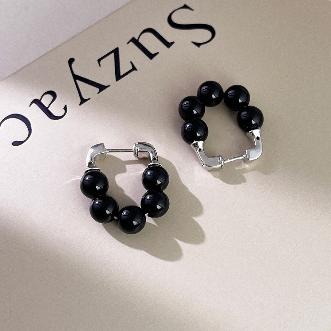 Black Onyx Sterling Silver Earrings