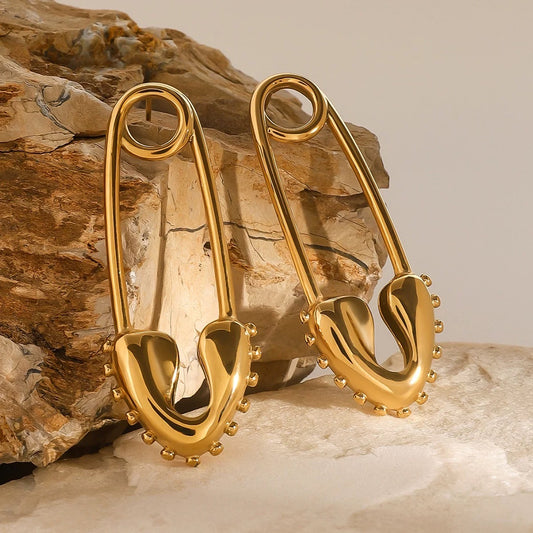 18K Gold Plated Stainless Steel Love Heart Pin Earrings