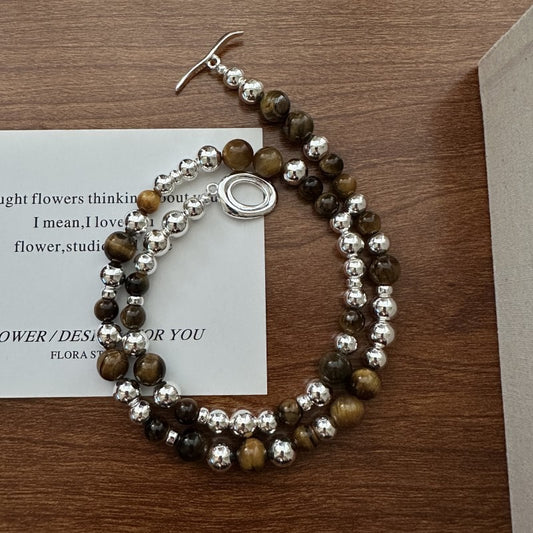 "Elegant Tiger's Eye Sterling Silver Pendant Necklace"