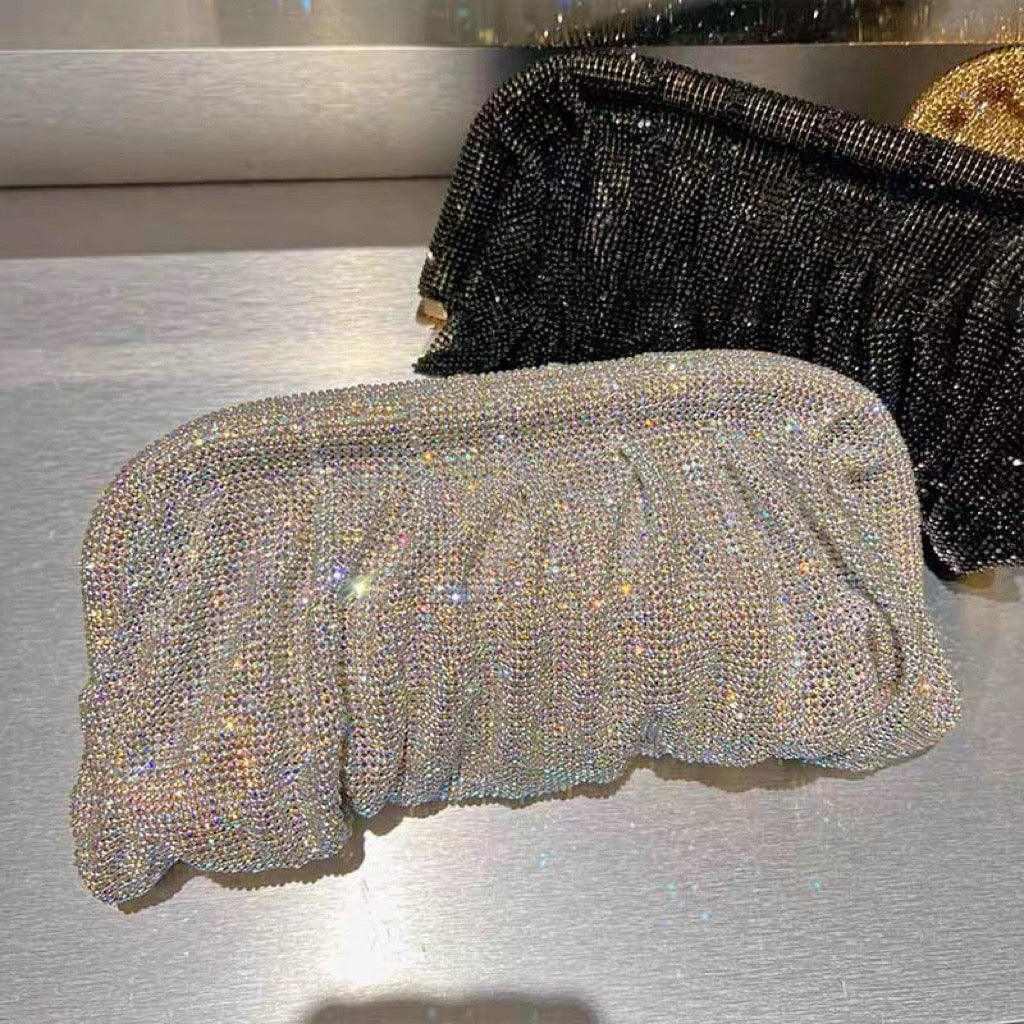 Pavé Diamond Ruched Cloud Clutch Bag