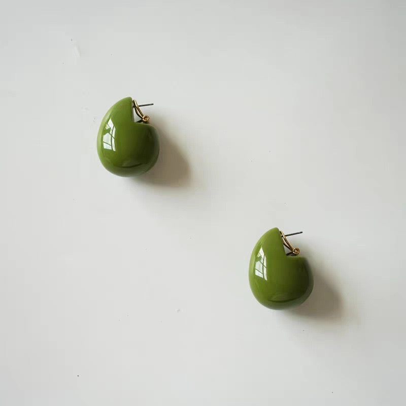 Avocado Resin Teardrop Earrings