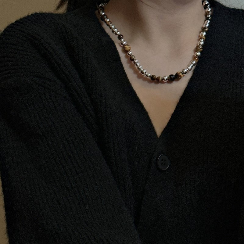 "Elegant Tiger's Eye Sterling Silver Pendant Necklace"
