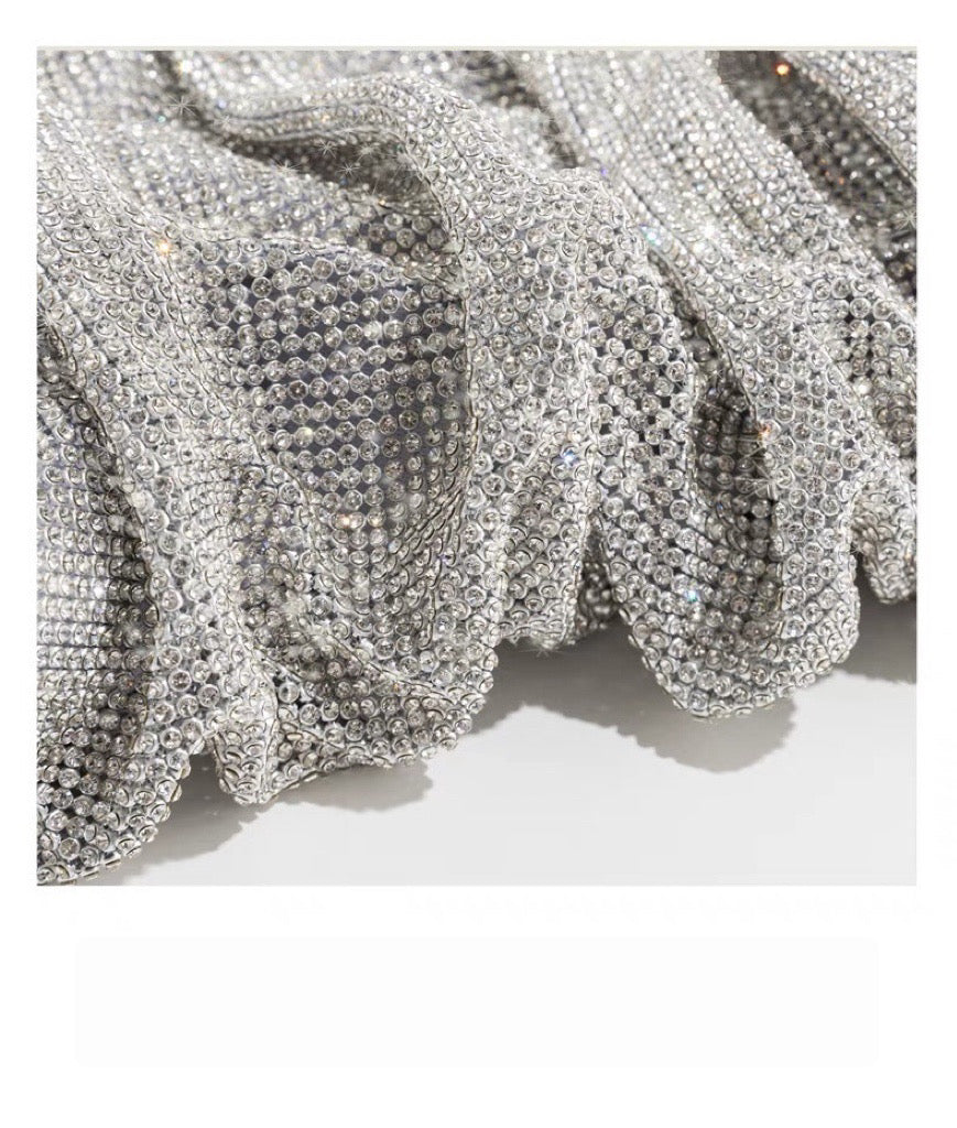 Pavé Diamond Ruched Cloud Clutch Bag