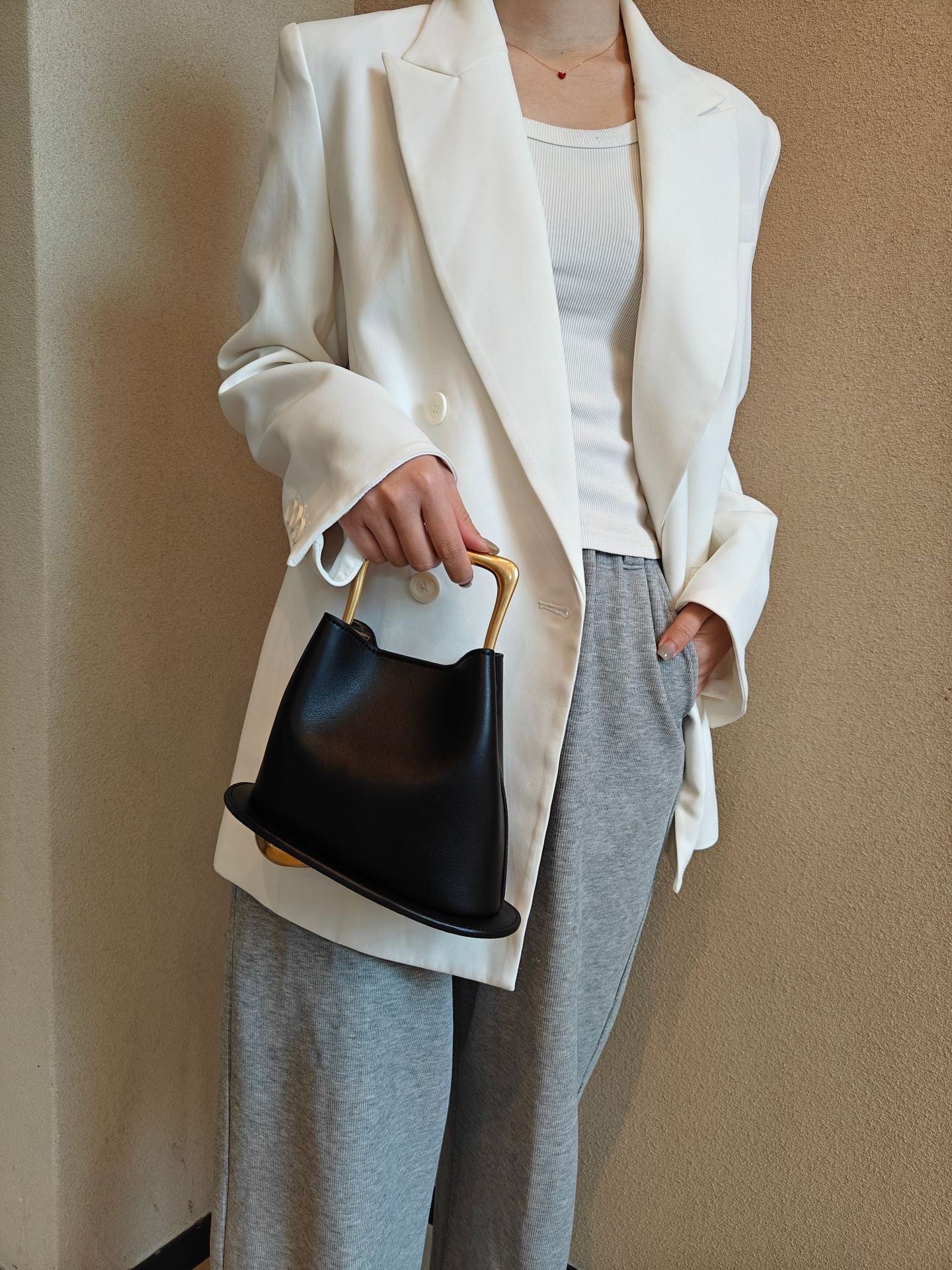 Leather Bucket Bag
