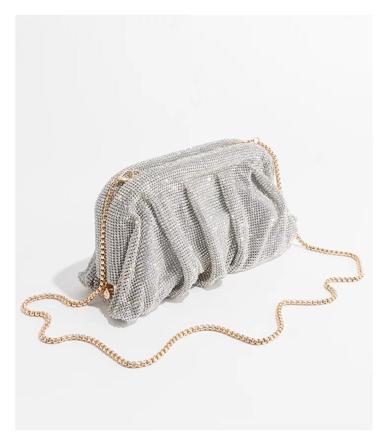 Pavé Diamond Ruched Cloud Clutch Bag