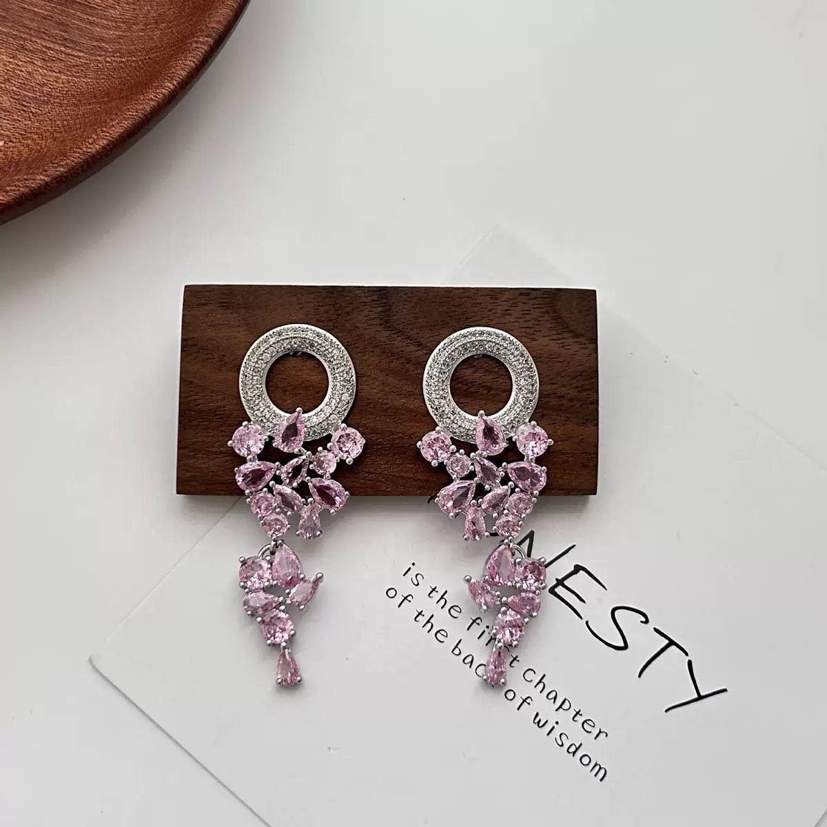 Pink Zirconia Cascade Ear Jackets
