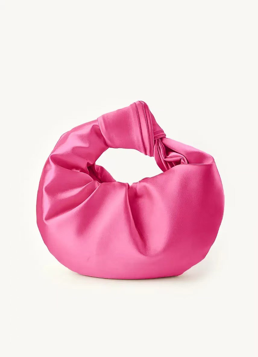 French Pleated Satin Evening Clutch