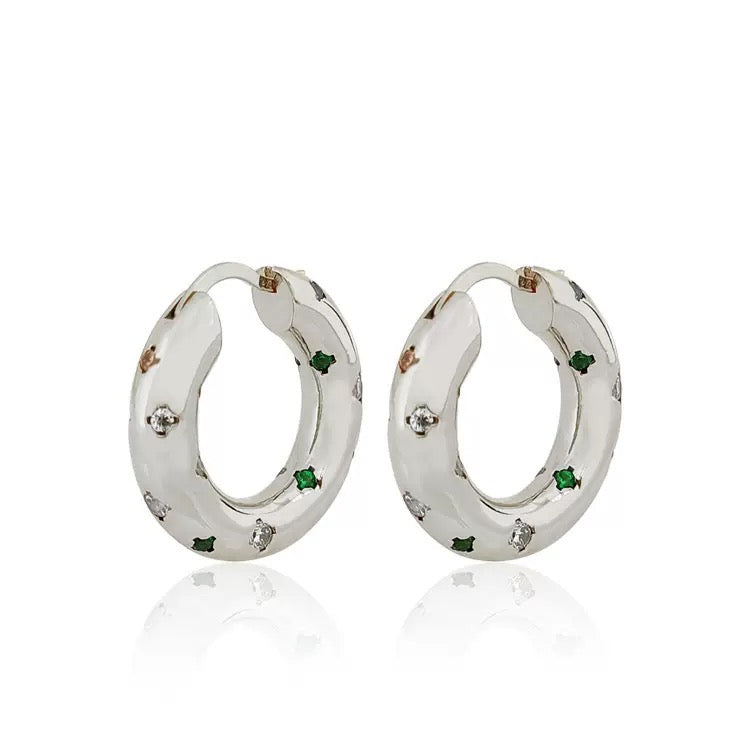 Rainbow Gemstone Doughnut Earrings