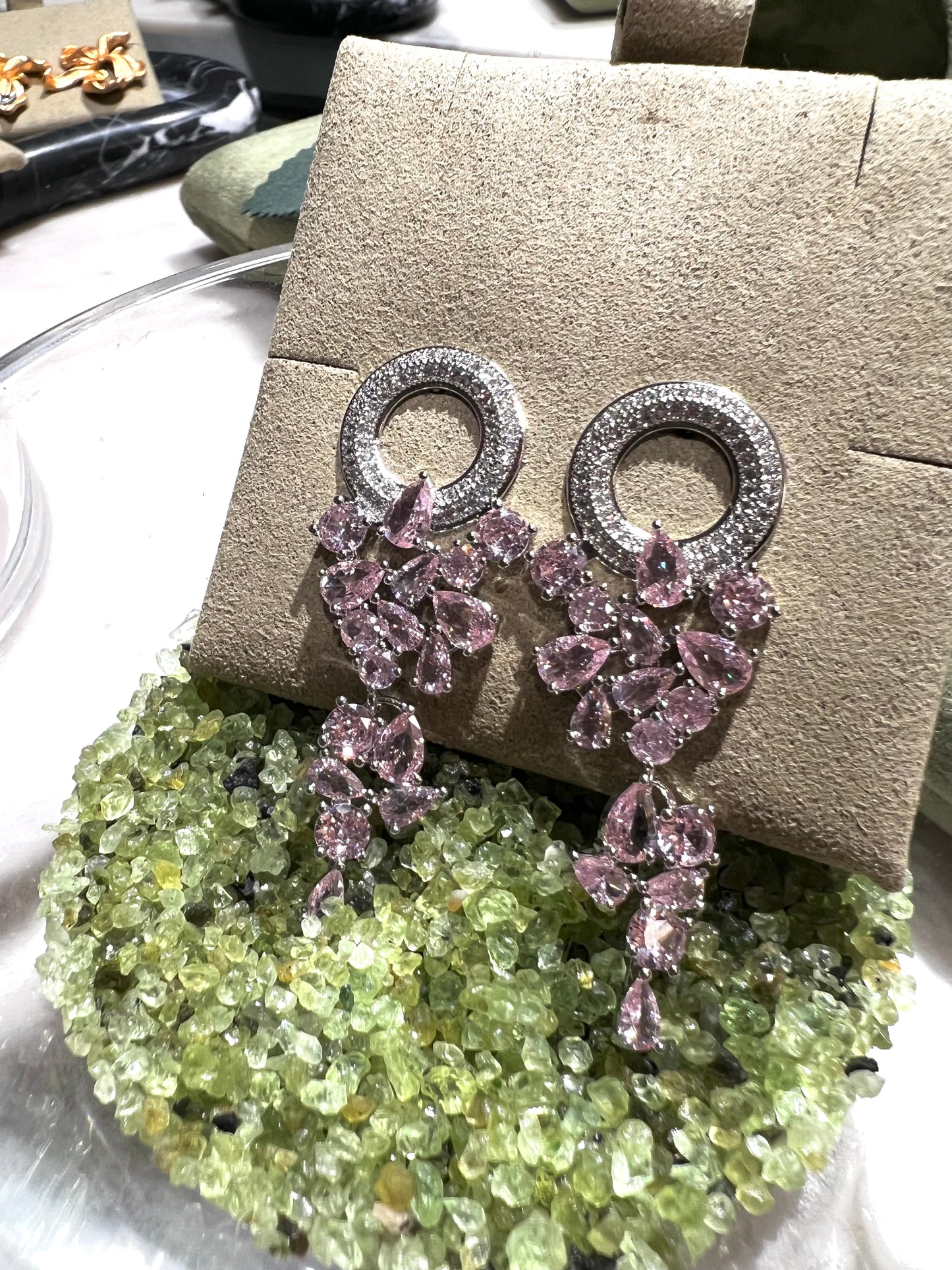 Pink Zirconia Cascade Ear Jackets