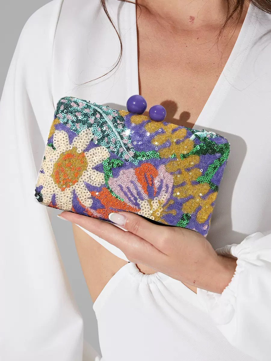 Glitter sequin evening clutch