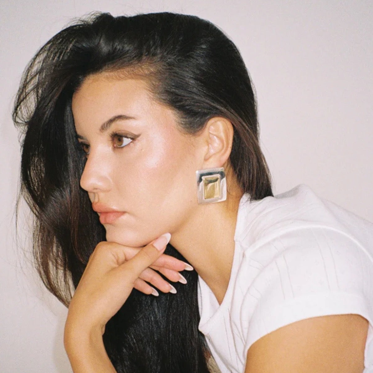 Dual-Tone Rectangle Earrings