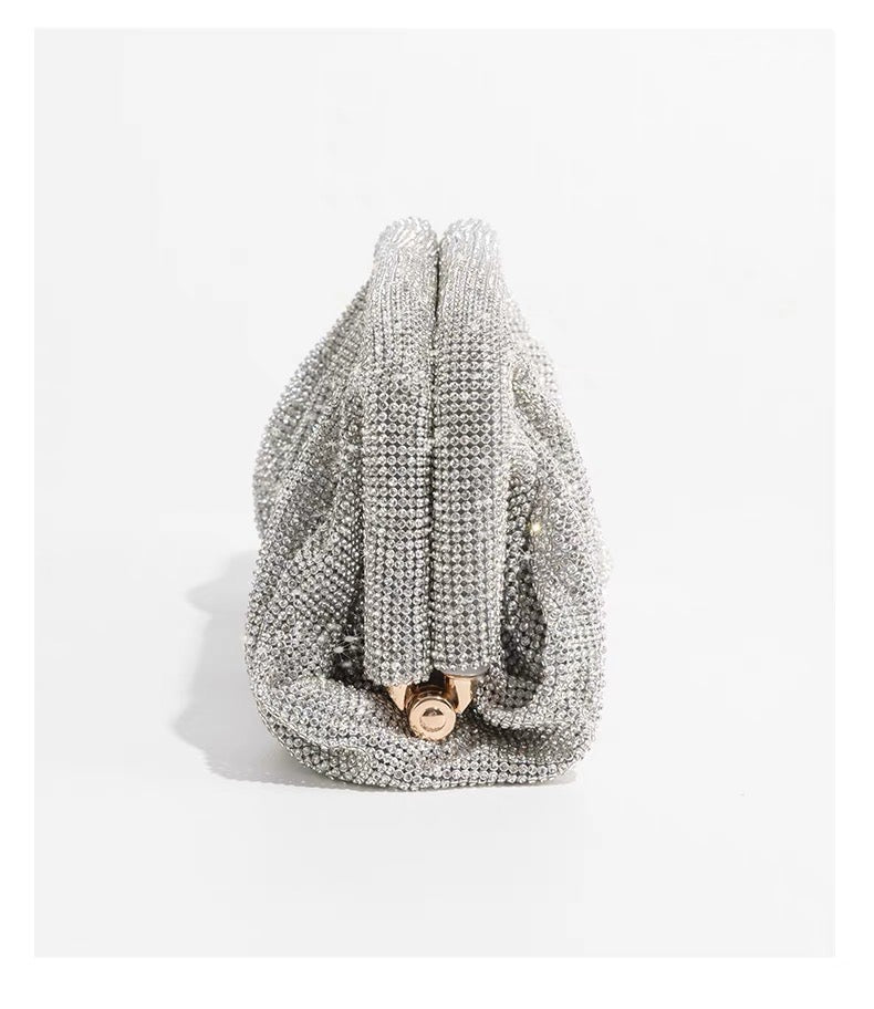 Pavé Diamond Ruched Cloud Clutch Bag