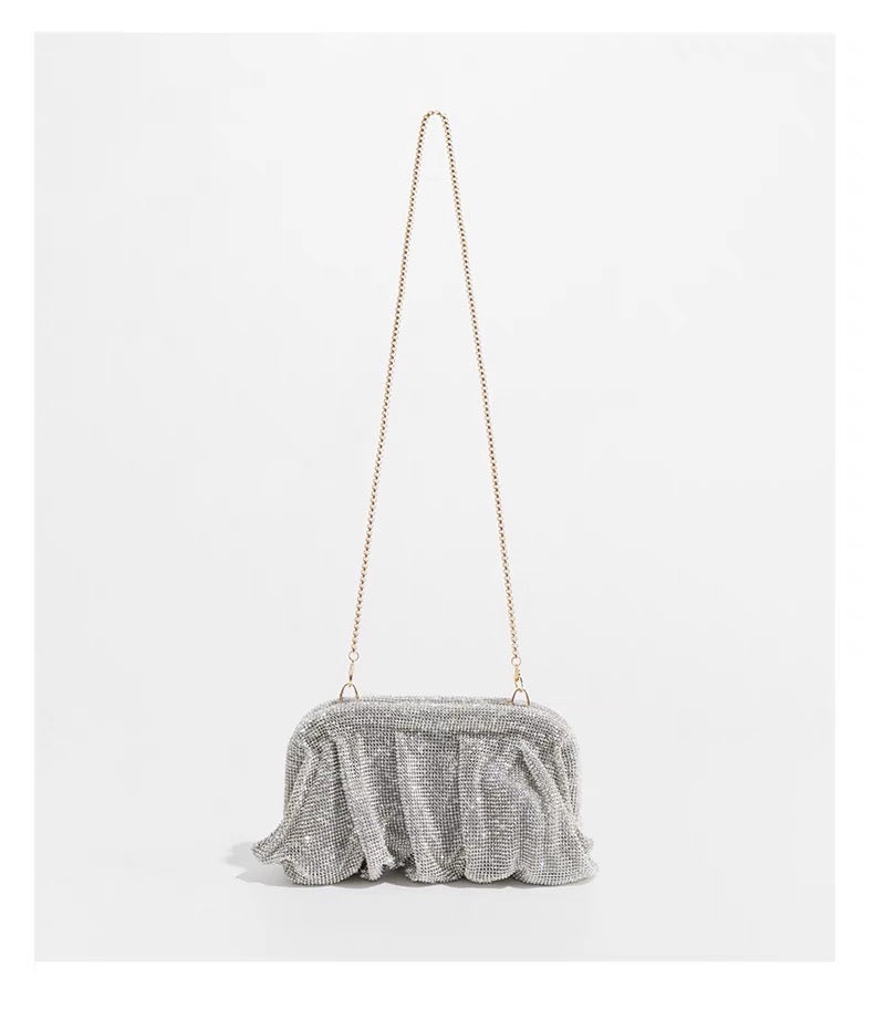 Pavé Diamond Ruched Cloud Clutch Bag