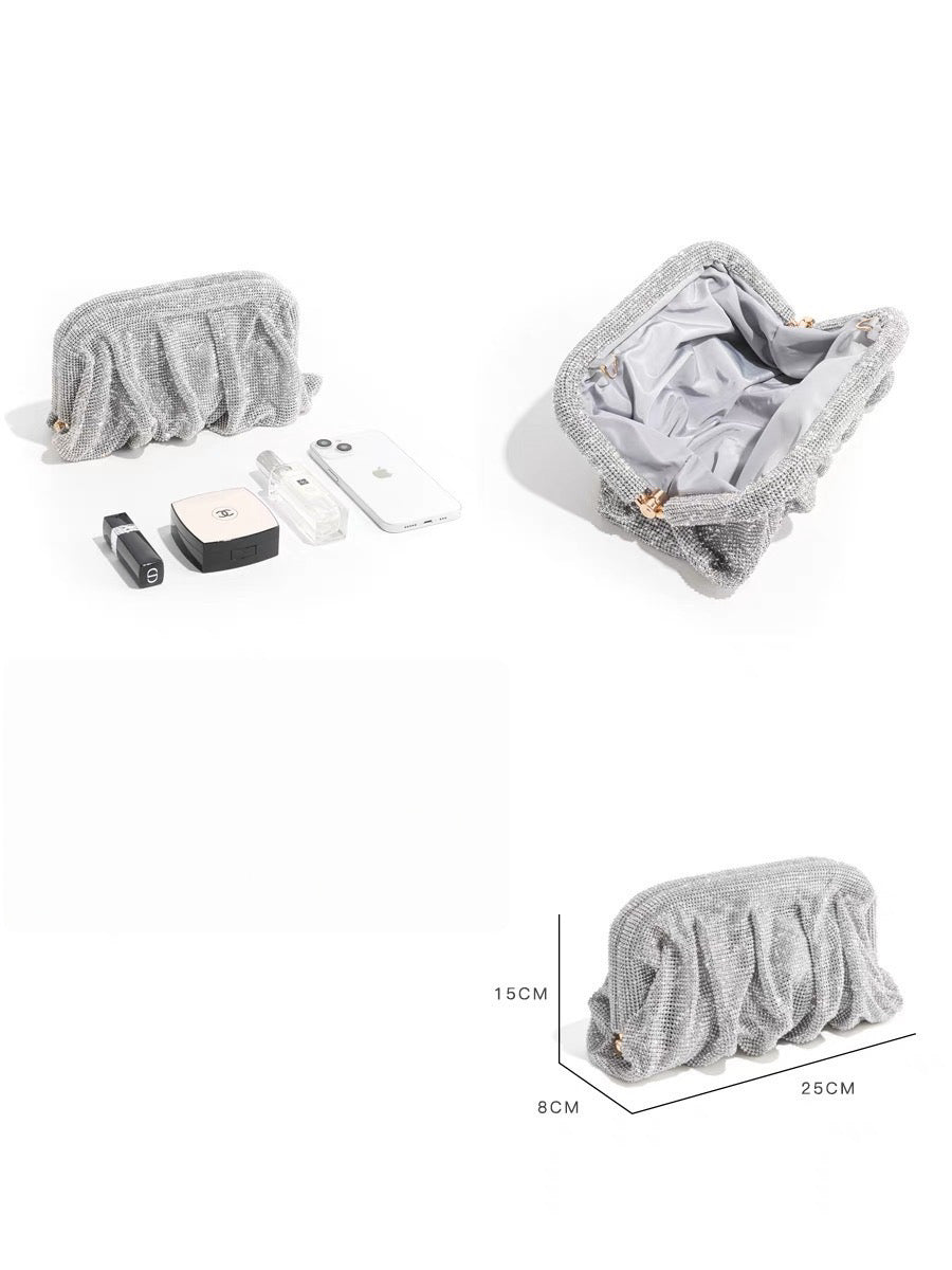 Pavé Diamond Ruched Cloud Clutch Bag