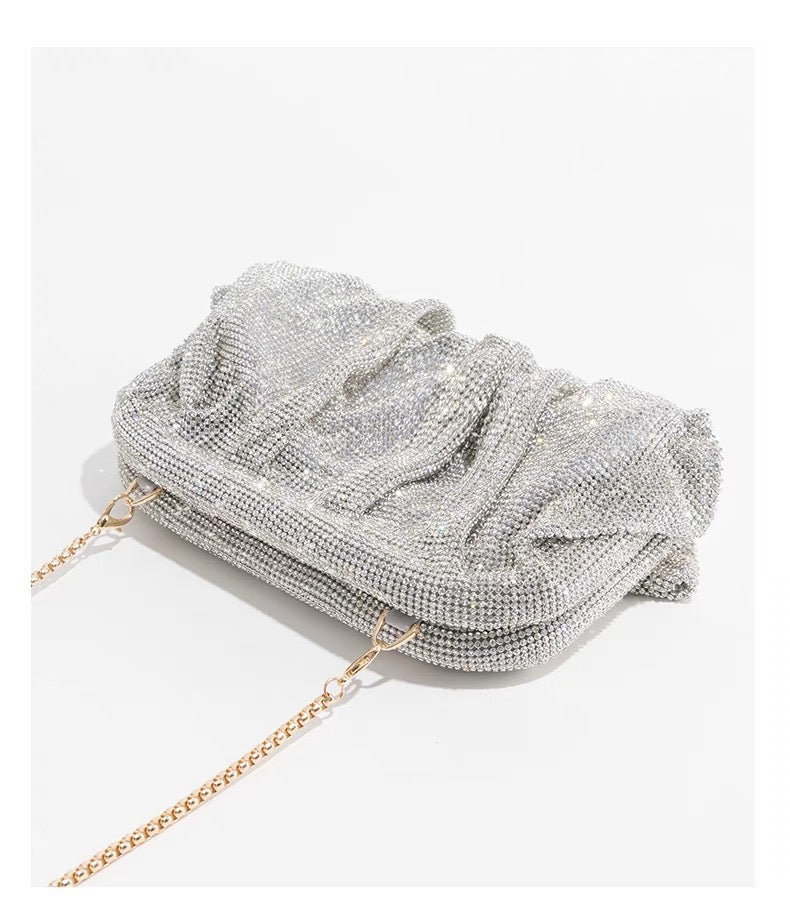 Pavé Diamond Ruched Cloud Clutch Bag