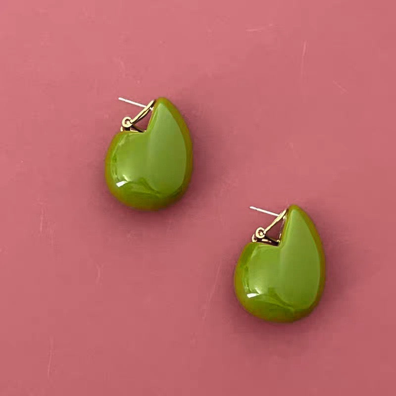 Avocado Resin Teardrop Earrings