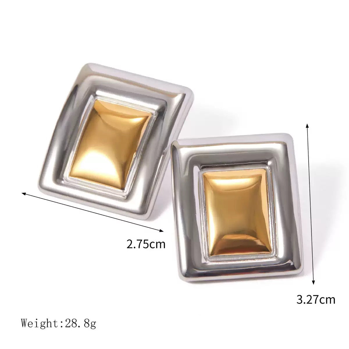Dual-Tone Rectangle Earrings