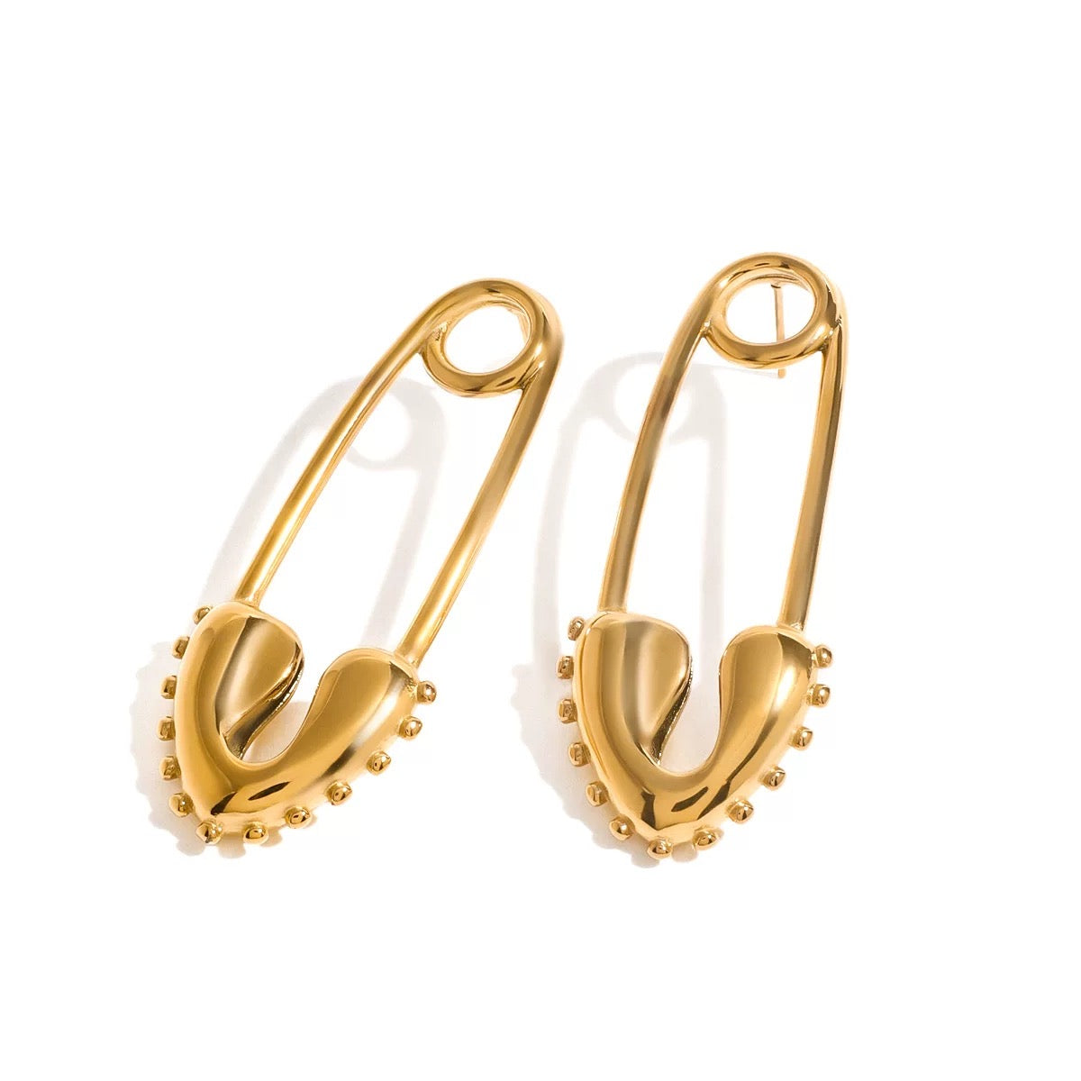 18K Gold Plated Stainless Steel Love Heart Pin Earrings