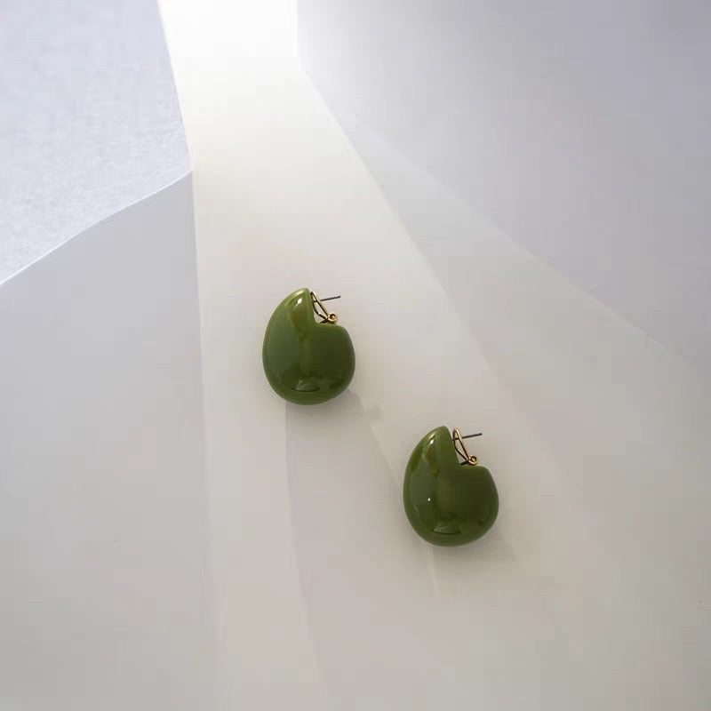 Avocado Resin Teardrop Earrings