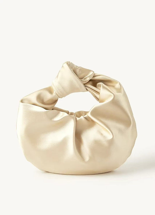 French Pleated Satin Evening Clutch