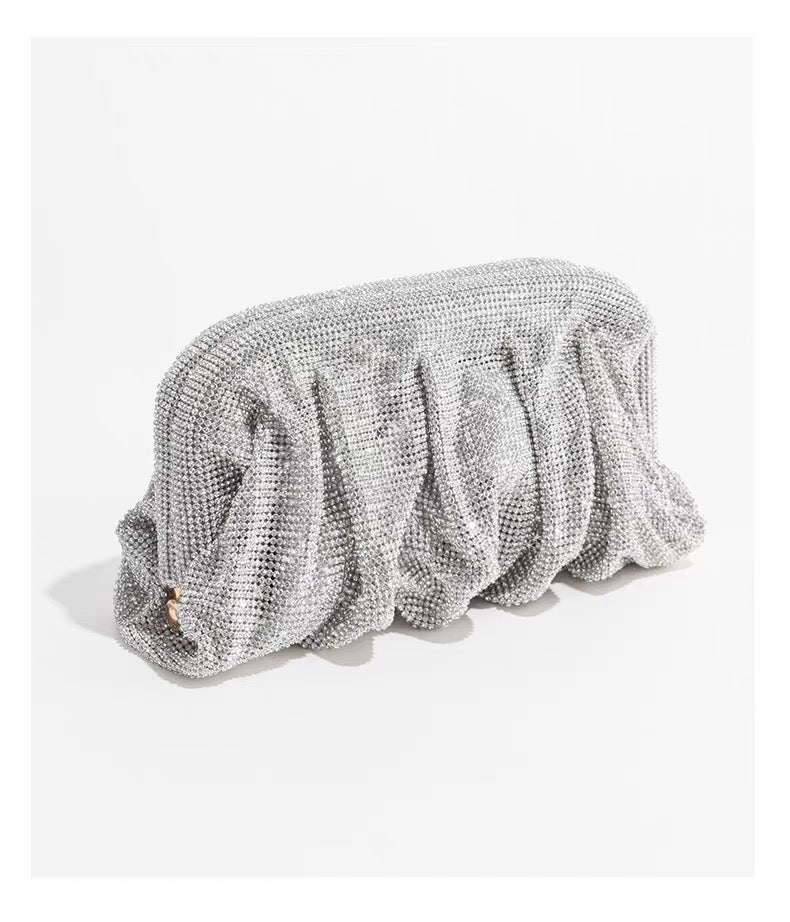 Pavé Diamond Ruched Cloud Clutch Bag